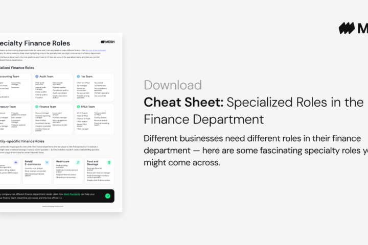 Download Cheat Sheet: Specialized Roles in the Finance Department